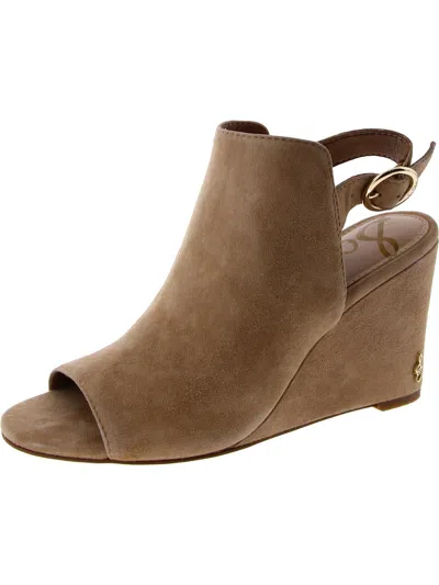 Sam Edelman Warick Womens Suede Peep Toe Wedge Sandals In Brown