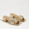 Sam Edelman Waylon Block Heel Slide Amber Gold Leather In Gold