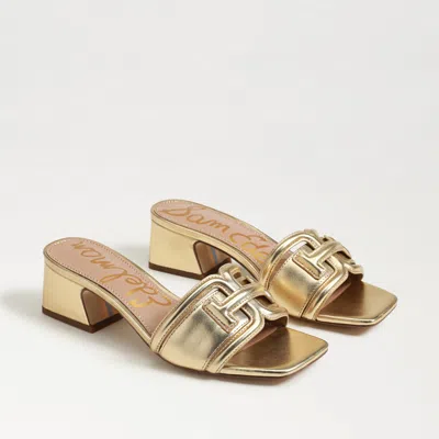 Sam Edelman Waylon Block Heel Slide Amber Gold Leather