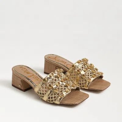 Sam Edelman Waylon Block Heel Slide Amber Gold Weave
