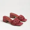 Sam Edelman Waylon Block Heel Slide Dark Rose Leather In Red