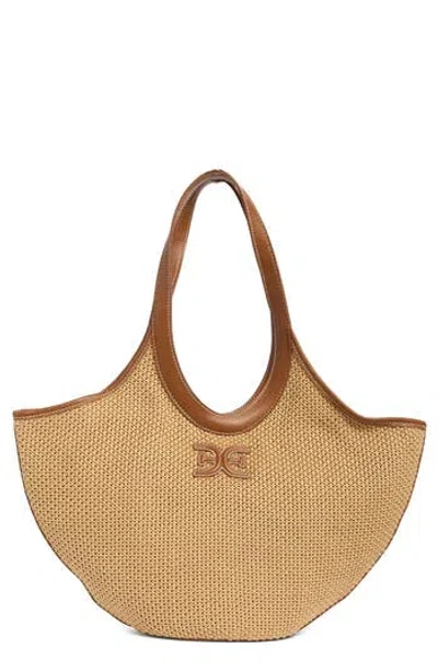 Sam Edelman Waylon Woven Shopper Tote Bag In Cognac
