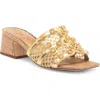 Sam Edelman Waylon Block Heel Slide Amber Gold Weave In Amber Gold Multi
