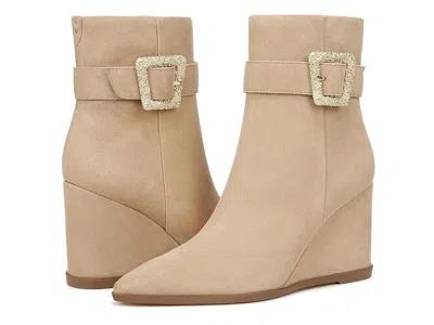 SAM EDELMAN WESLIE I7768L1250 BOOT WOMENS BEIGE LEATHER WEDGE BOOTIE JOBB472