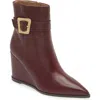 Sam Edelman Weslie Pointed Toe Wedge Bootie In French Burgundy