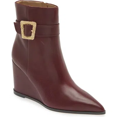 Sam Edelman Weslie Pointed Toe Wedge Bootie In French Burgundy