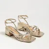 Sam Edelman Whitley Block Heel Sandal Jute Croco In Gold