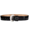 Sam Edelman Wide Width Double-e Loop Leather Belt In Black
