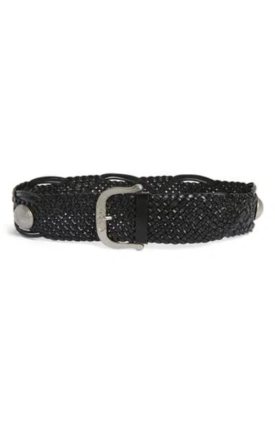 Sam Edelman Wide Woven Leather Western Belt In Black