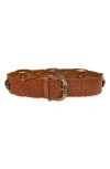 SAM EDELMAN WIDE WOVEN LEATHER WESTERN BELT