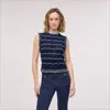 Sam Edelman Willa Pullover Knit Tank Navy In Blue