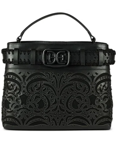 Sam Edelman Willette Floral Dyecut Leather Satchel In Black