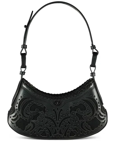 Sam Edelman Willette Floral Dyecut Leather Shoulder Bag In Black