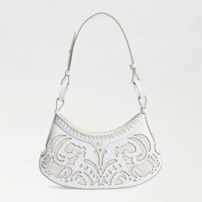 Sam Edelman Willette Floral Dyecut Shoulder Bag Eggshell Leather In White