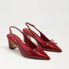 Sam Edelman Willette Slingback Block Heel In Deep Scarlet Red Patent In Red