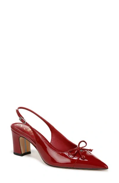 Sam Edelman Willette Slingback Block Heel In Deep Scarlet Red Patent In Red