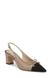 Sam Edelman Willette Slingback Pointed Cap Toe Pump In Soft Beige/ Black