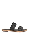 Sam Edelman Woman Sandals Black Size 7.5 Leather, Textile Fibers