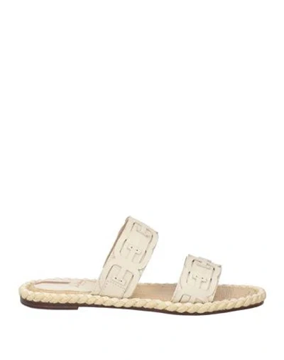 SAM EDELMAN SAM EDELMAN WOMAN SANDALS IVORY SIZE 8 LEATHER, TEXTILE FIBERS