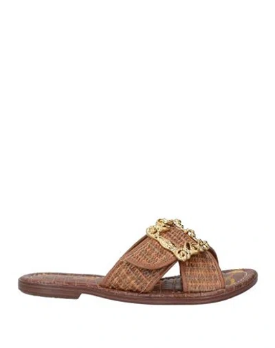 Sam Edelman Woman Sandals Tan Size 8 Natural Raffia, Textile Fibers In Brown