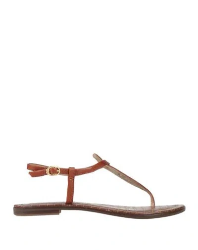 Sam Edelman Woman Thong Sandal Tan Size 7 Leather In Brown
