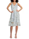 Sam Edelman Women's 3d Daisy Embroidered V-neck Midi Dress In Blue Multi
