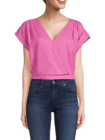 Sam Edelman Women's Adele Linen Blend Crop Top In Pink