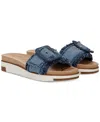 Sam Edelman Ariane Fray Slide Sandal Blue Multi Denim In Blue Multi Denim Fray