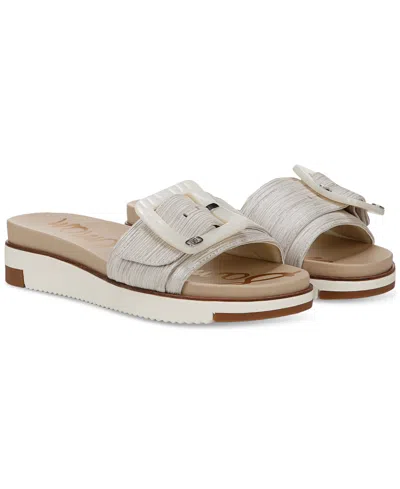 Sam Edelman Women's Ariane Platform Buckle Slide Sandals In Silver Fabric