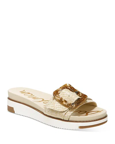 SAM EDELMAN WOMEN'S ARIANE SLIP ON BUCKLED WEDGE SANDALS