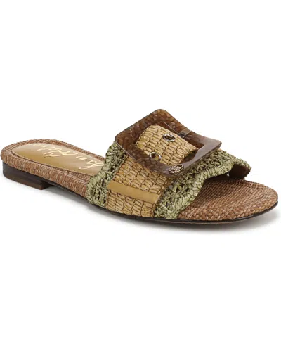 SAM EDELMAN WOMEN'S BAMBI RAFFIA BUCKLE SLIDE SANDALS