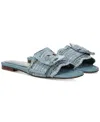 Sam Edelman Women's Bambi Raffia Buckle Slide Sandals In Coastal Blue