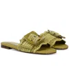 Sam Edelman Women's Bambi Raffia Buckle Slide Sandals In Green