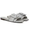 Sam Edelman Women's Bambi Raffia Buckle Slide Sandals In Soft Silver Raffia Fabric