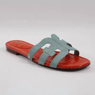 Sam Edelman Women's Bay Lizard Print Flat Sandals In Blue Lizard Print In Multi