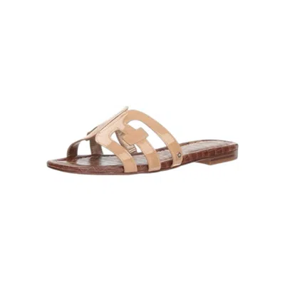 Sam Edelman Women's Bay Patent Flat Sandals In Almond Patent In Beige