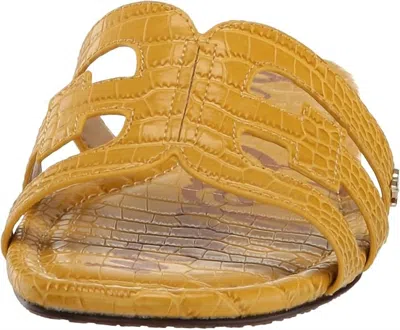 Sam Edelman Women's Bay Slide Mule Open-toe Slip-on Leather Flat Sandals In Sunflower In Yellow