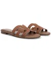 Sam Edelman Women's Bay Slip-on Flat Sandals In Terra Toffee Suede Leather