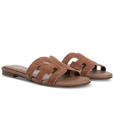Sam Edelman Women's Bay Slip-on Flat Sandals In Terra Toffee Suede Leather