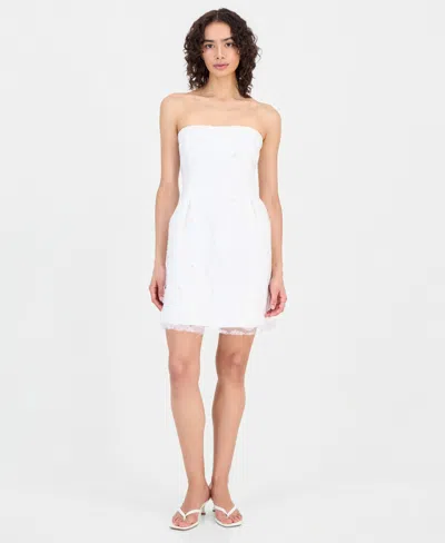 Sam Edelman Women's Beaded Floral Strapless Mini Dress In White
