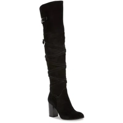 Sam Edelman Women's Belt Strap Suede Over The Knee Boots In Black