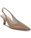 Sam Edelman Bianka Slingback Pump Beige Leather In Golden Sand Patent
