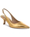Sam Edelman Bianca Sling Womens Adjustable Faux Leather Slingback Heels In Medallion Gold Leather