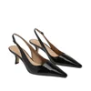 Sam Edelman Women's Bianka Pointed Toe Light Black Kitten Heel Slingback Pumps In Black