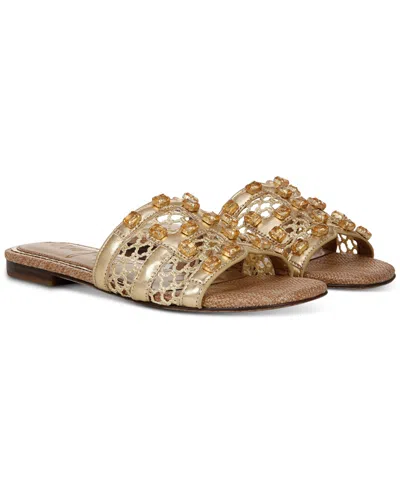 Sam Edelman Women's Blaire Embellished Flat Sandals In Amber Gold