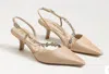 Sam Edelman Women Bonnie Slingback Pump In Ecru Beige Silk