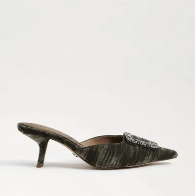Sam Edelman Women Brit Glow Kitten Heel Mule In Winter Moss Velvet