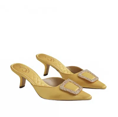 Sam Edelman Women's Brit Kitten Heel Slip On Pointed Toe Fashion Pumps In Sunflower In Yellow