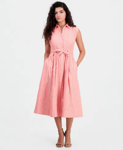 Sam Edelman Women's Button-front Sleeveless Midi Dress In Orange