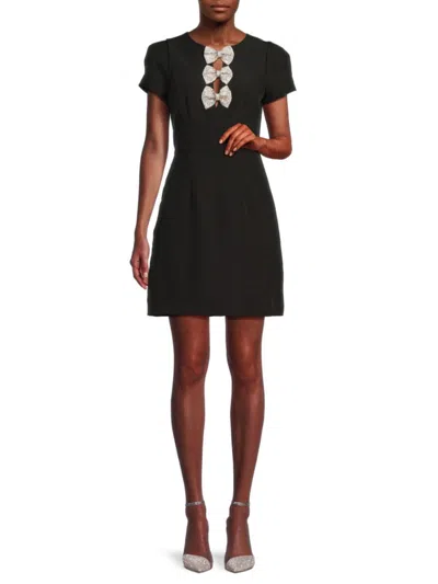 Sam Edelman Women's Cady Bow Appliqué Minidress In Black